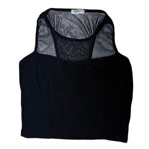 Brandy Melville Mesh Racerback Stretch Crop Top Tank Top Size Small Black